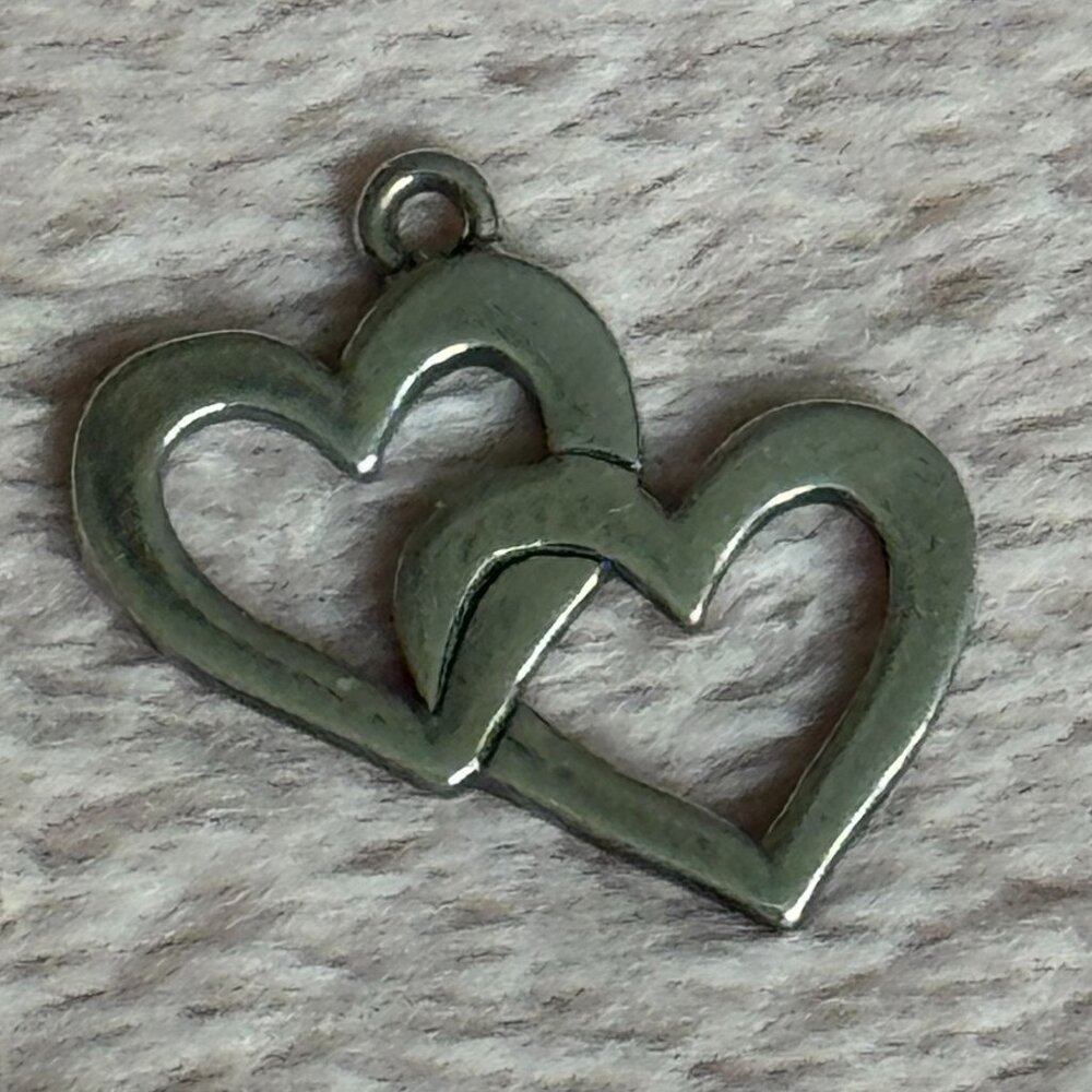 💞 Retired James Avery Sterling Silver Double Linked Hearts Charm 💞